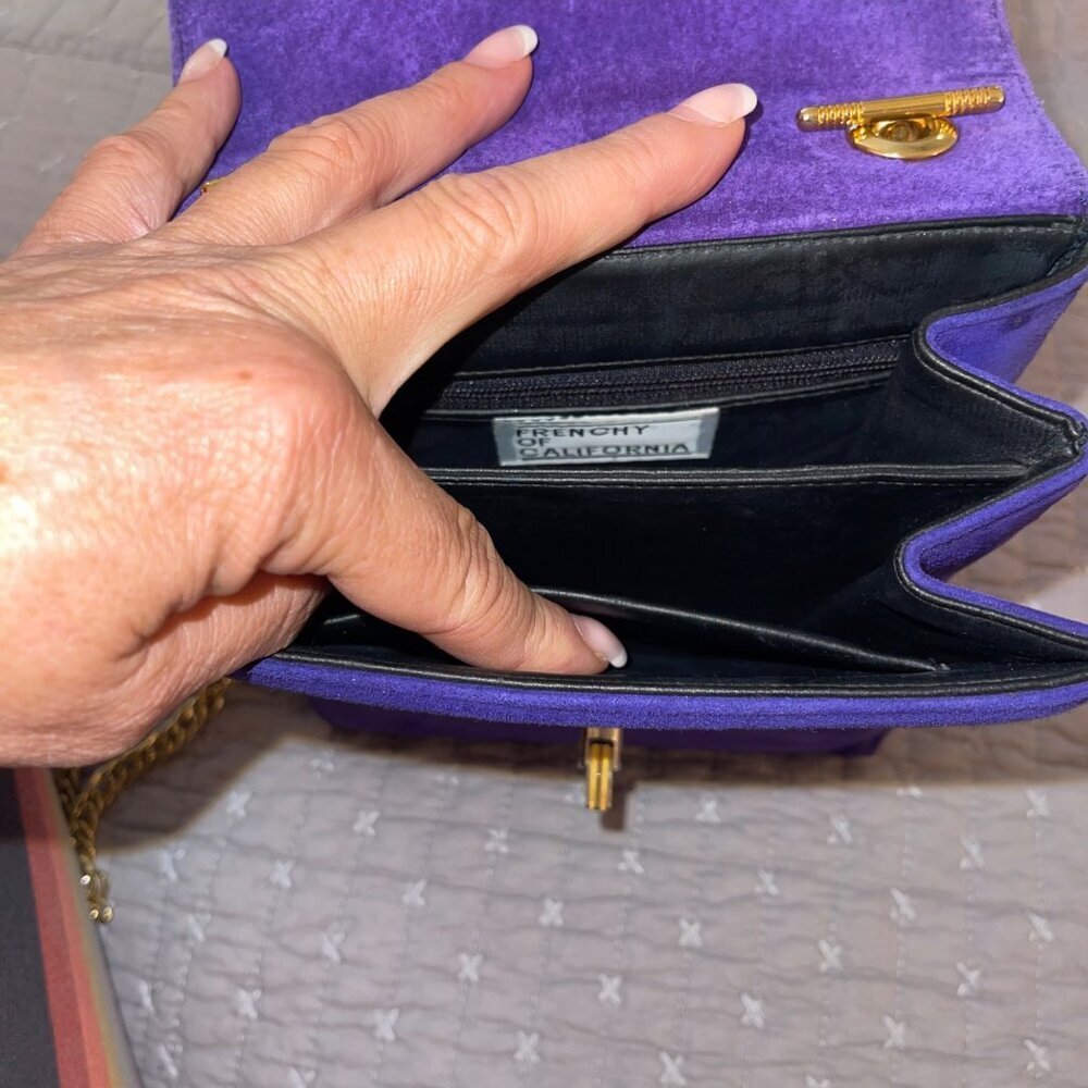 Frenchy of California Vintage Womens Chain Bag Purple Suede - Picture 10 of 16